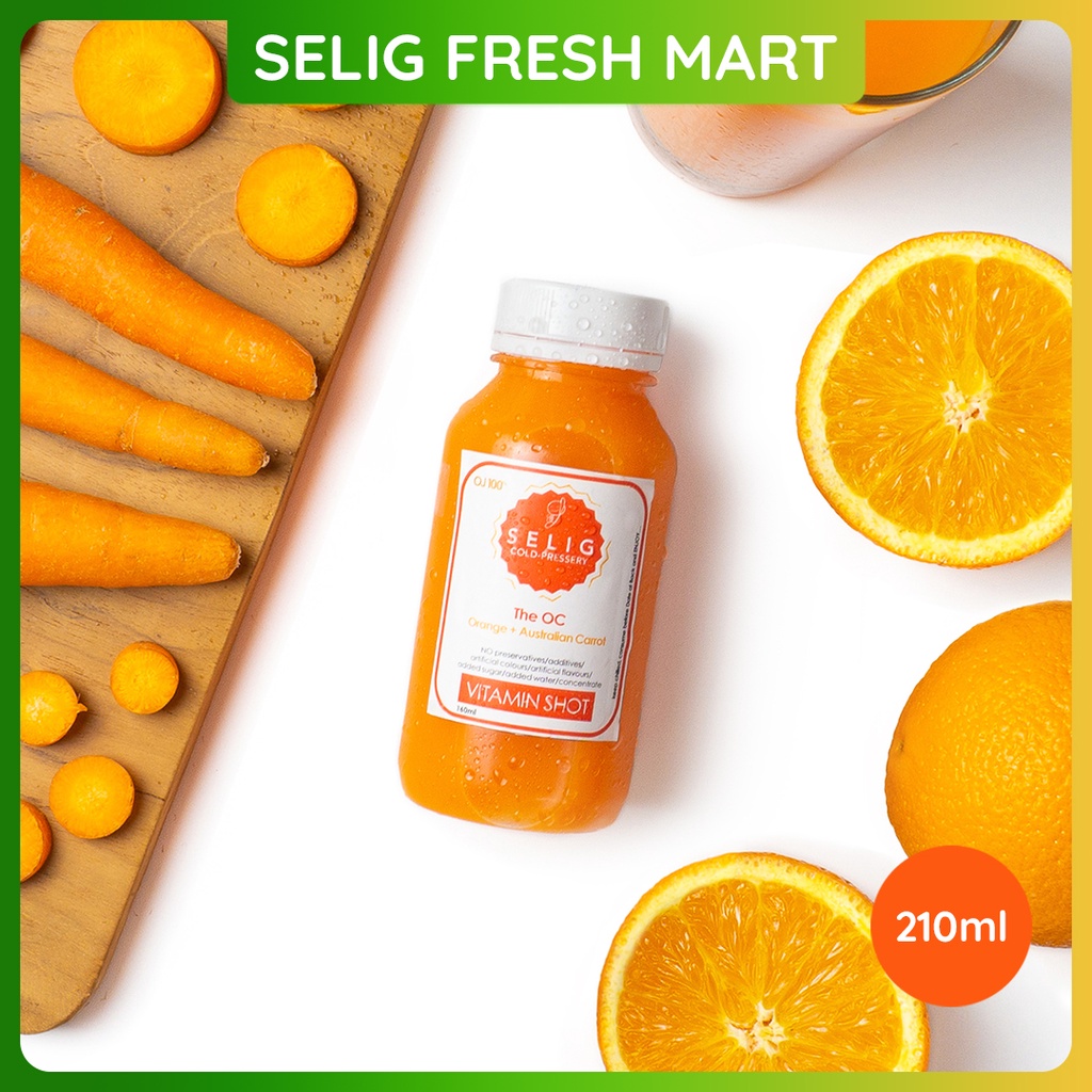 

Cold Pressed Juice 100% Jeruk & Wortel 210ml Jus Buah The OC - Selig Fresh Mart