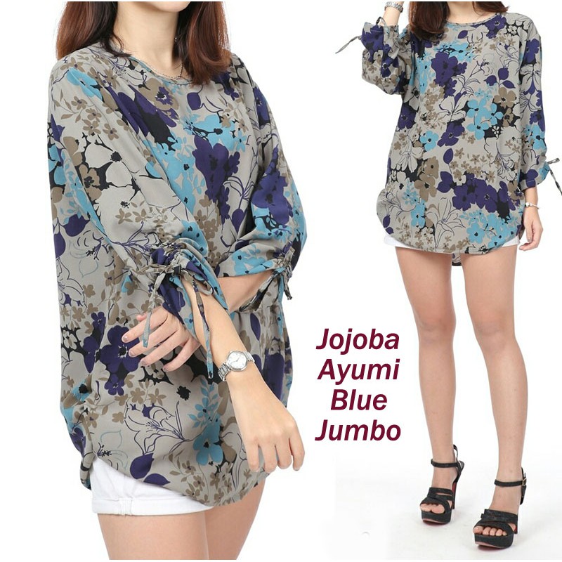 BIGCLO - (COD) LD 120cm Baju Blouse Jumbo Atasan Wanita Jojoba Big Size Motif Bunga