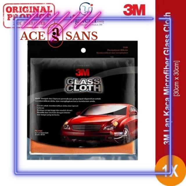 3M 37804 Glass Cloth | Lap Pembersih Kaca Mobil | Lap Chamois | Kanebo Mobil | Lap Mobil | Original