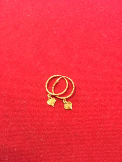 Anting anak dan dewasa emas asli kadar 700 70% 22 0.5 0,5 setengah g gr gram gold ubs panjang tali bulat