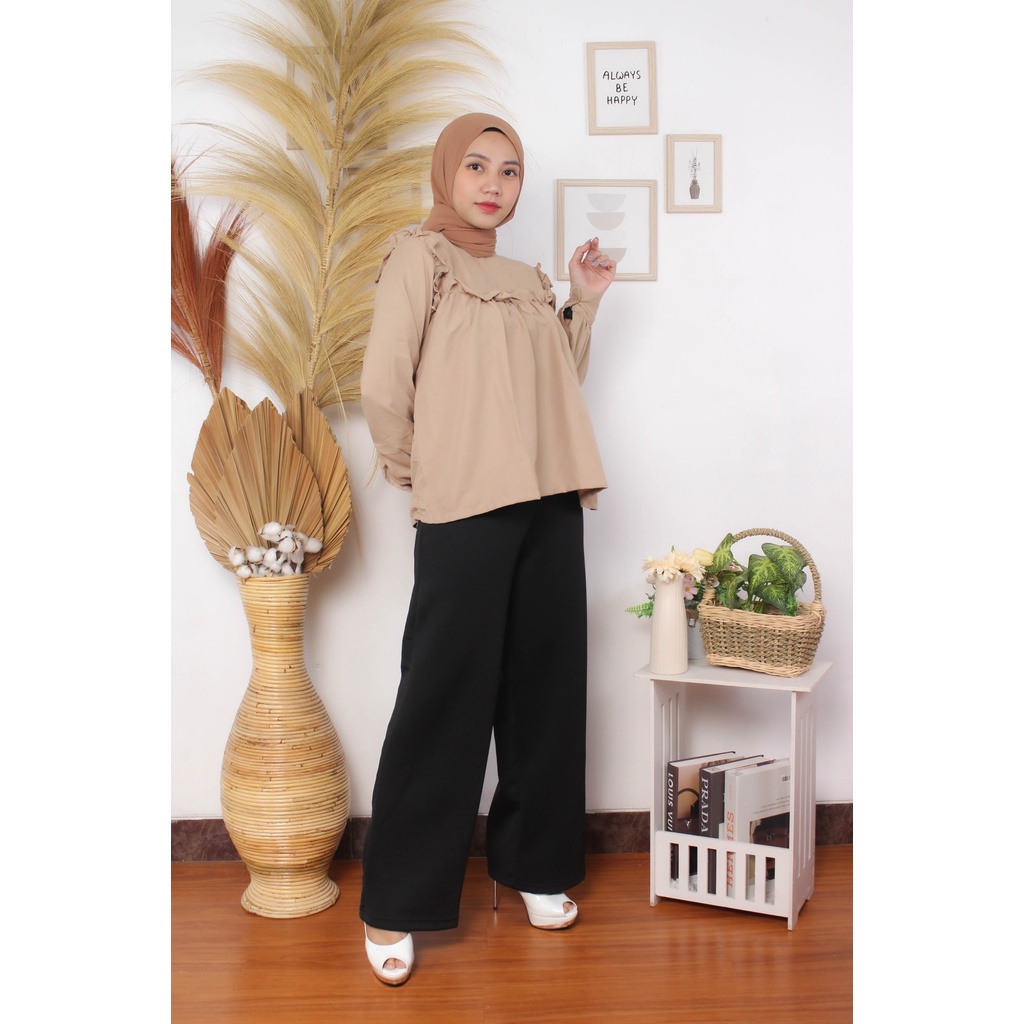 BEFAST - ZRX OOTD Wanita Blouse AIELA / Blouse Lolla I LAVANYA I Made top / Pakaian Blouse Wanita / Atasan Lengan Panjang / Blouse Polos Casual / Keluaran Terbaru 2022 / Blouse Crinckle Trendy / Terlaris