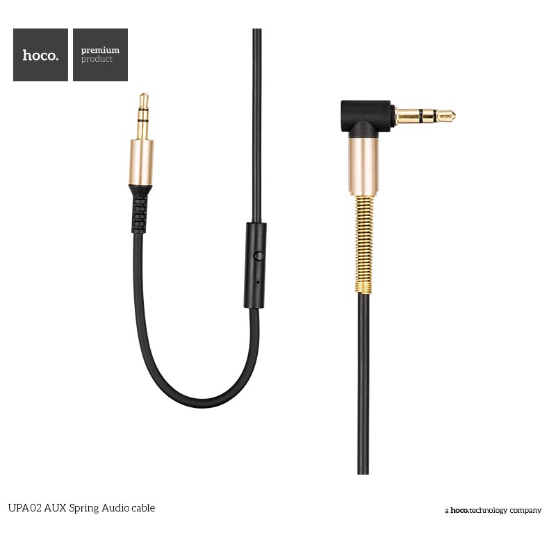 gs8 hoco upa02 spring aux flexible cable 3.5mm 2 meter with mic - black Or-i