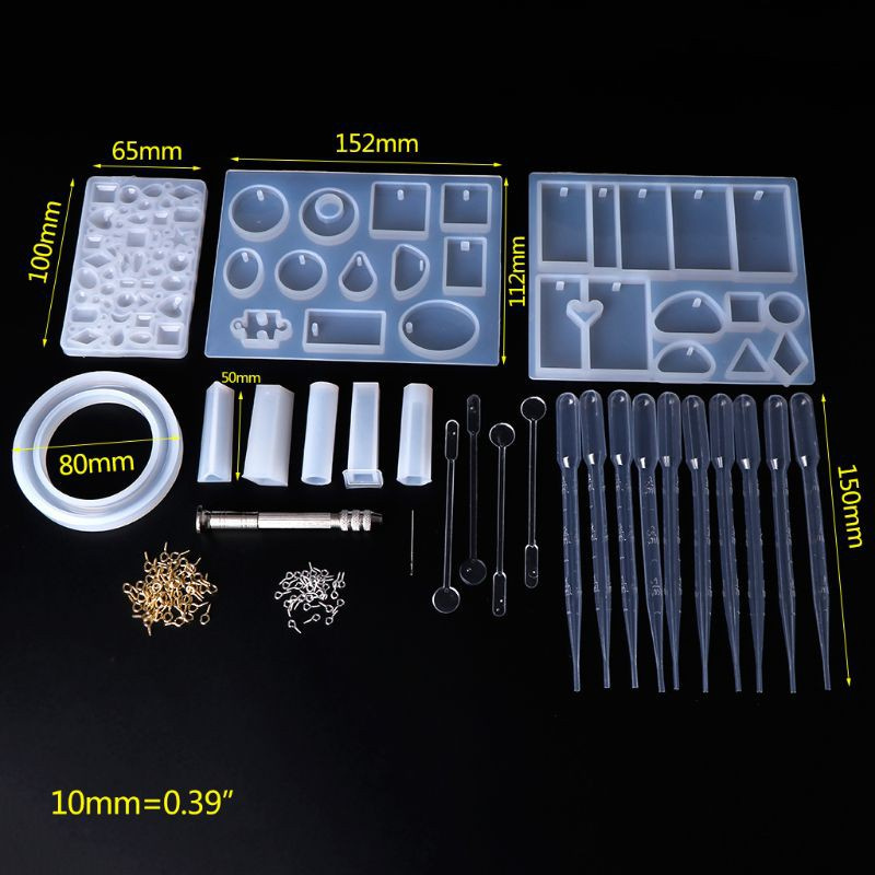 Glitter 1 Set Silicone Mold With Clasp Spoon Dropper Stick Combination Kit DIY Jewelry Making Tools Materials Epoxy Resin Crafts Handmade necklace Pendant Decoration