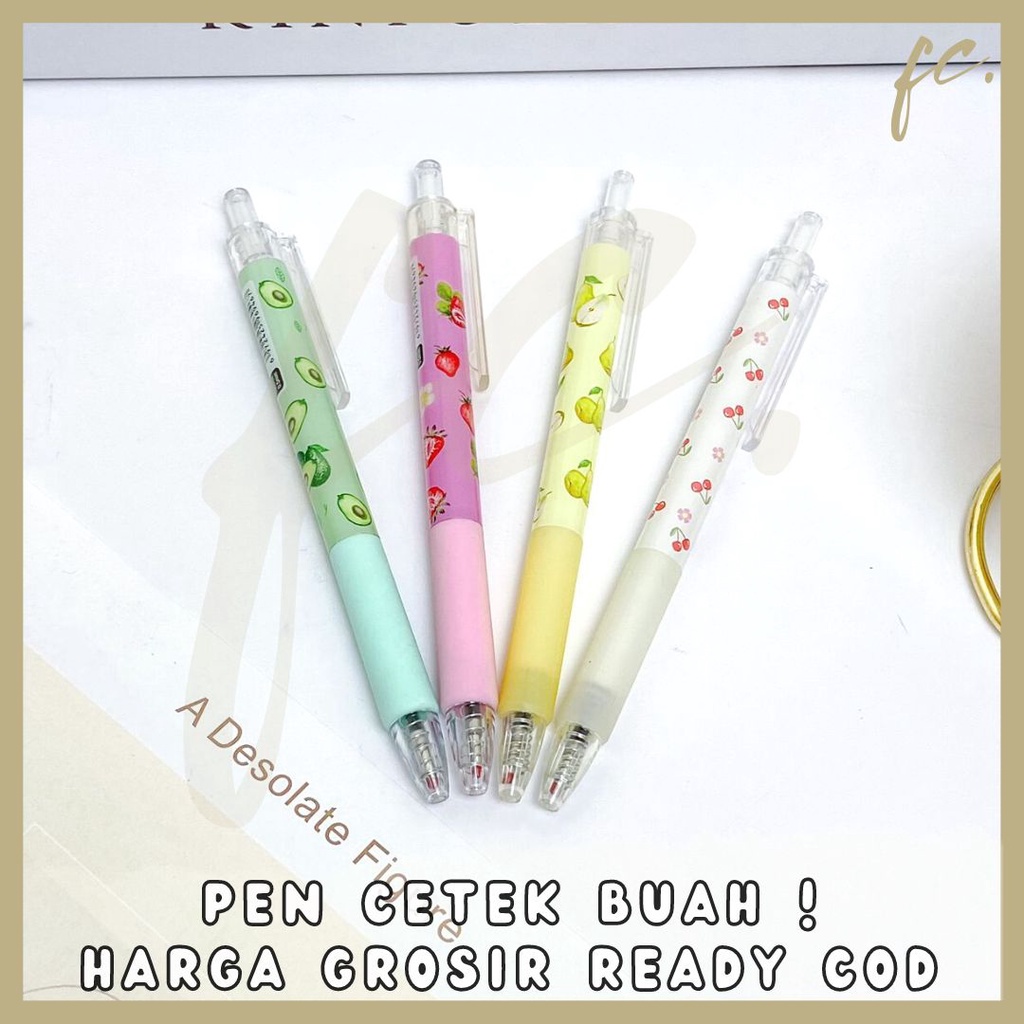 

PEN GEL CETEK / PULPEN MEKANIK HITAM MOTIF BUAH / FRUIT PASTEL PINK TOSCA ALAT TULIS GROSIR MURAH