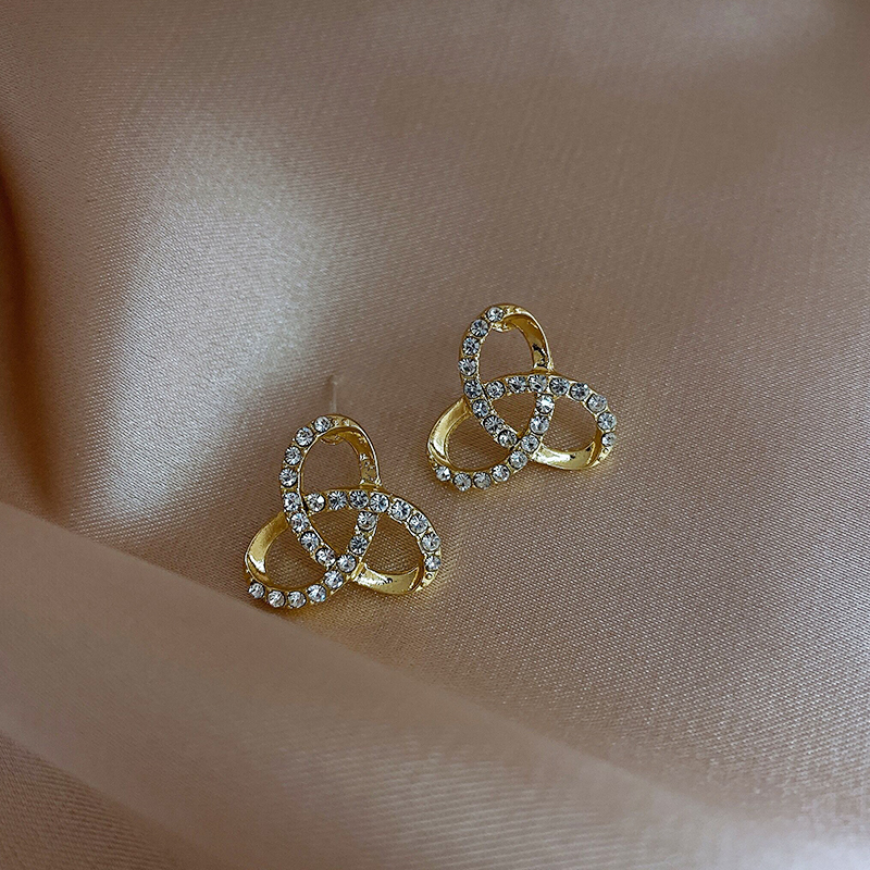 Anting Bulat spiral Geometris Berlian Kilat lady Korea