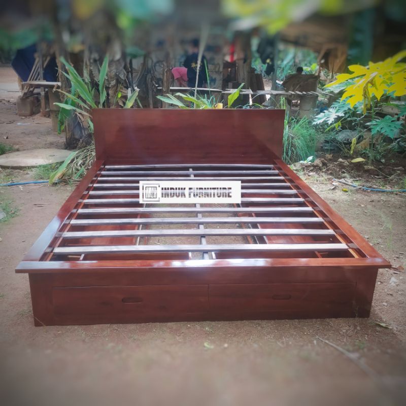 DIVAN RANJANG MINIMALIS 6 LACI JATI SOLID. TEMPAT TIDUR MINIMALIS JATI SOLID