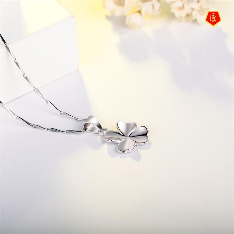 [Ready Stock]Korean Retro Simple Four-Leaf Clover Women's Necklace Fashion