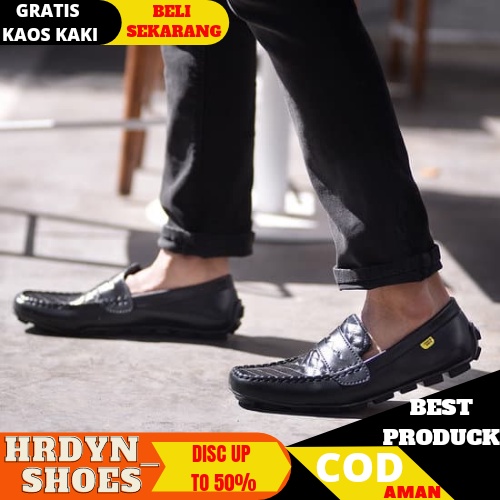 CEBE X OLIVE SepatuFormal Pantofel pria Resmi Hitam Kondangan Kerja Casual Slip On Kulit PU