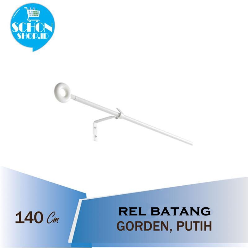 Batang Besi Rel Gorden Set Komplit / Batang gorden Set Putih 140cm - IRJ