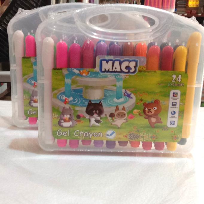 

PERALATAN MENGGAMBAR KRAYON MACS GEL CRAYON 24 COLOR/WARNA AMAN MUDAH DIBERSIHKAN WASHABLE PERALATAN
