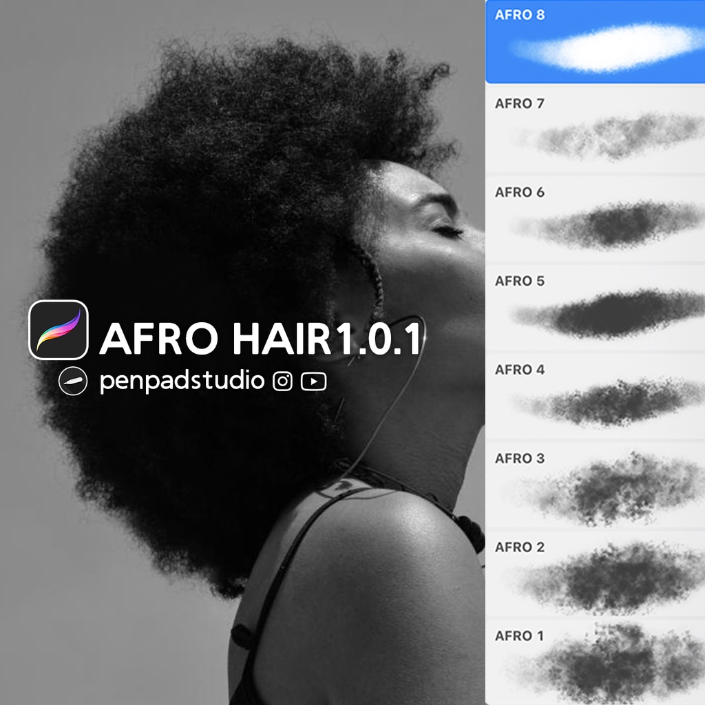 Procreate Brush - Afro Hair Procreate Brushset