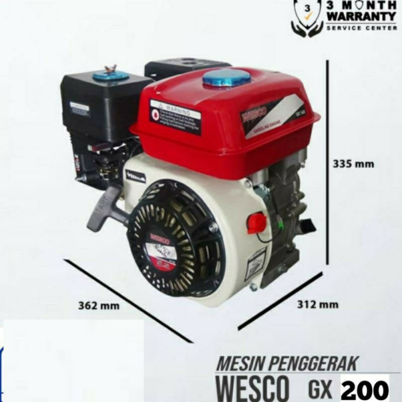 Mesin Engine Wesco GX 200 Mesin Penggerak Bensin 4 Tak