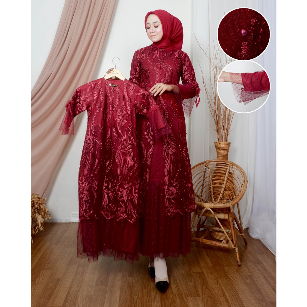 Sierra -  GAMIS TILLE GLITER EVIOLA COUPLEAN IBU DAN ANAK GAMIS MODERN DRESS MEWAH ONE SET GAMIS LEBARAN GAMIS KEKINIAN SET BAJU COUPLE IBU DAN ANAK GAMIS LEBARAN GAMIS KONDANGAN BAJU SERAGAM OUT FIT ANAK FASHION MUSLIM