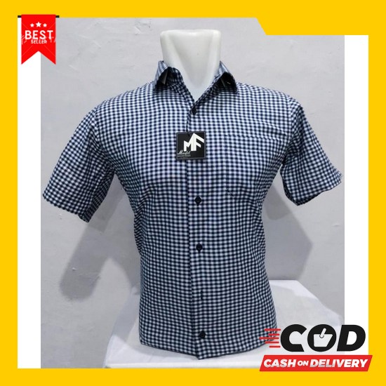 Baju Kemeja Pria Cowok Polos Tangan Lengan Pendek Hem Casual Kantoran  Kemeja Mf Makmur Kombinasi