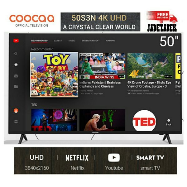 LED SMART TV COOCAA 50S3N 50 INCH UHD 4K NETFLIX YOUTUBE - NEW