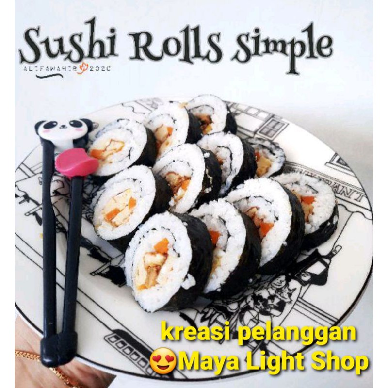 Paket sushi nori 20 lembar + bambu 1 penggulung bambu sushi bamboo halal kimbap bento nori rumput laut kering murah sushimat seaweed
