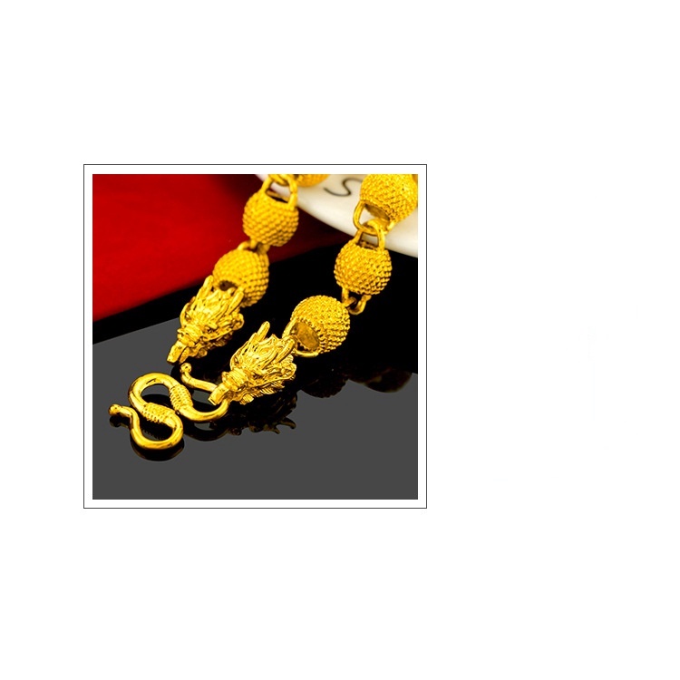 Kalung Manik-Manik Bulat Emas Emas Asli Kadar 375Desain Buddha Unik Gaya Korea Untuk Pria