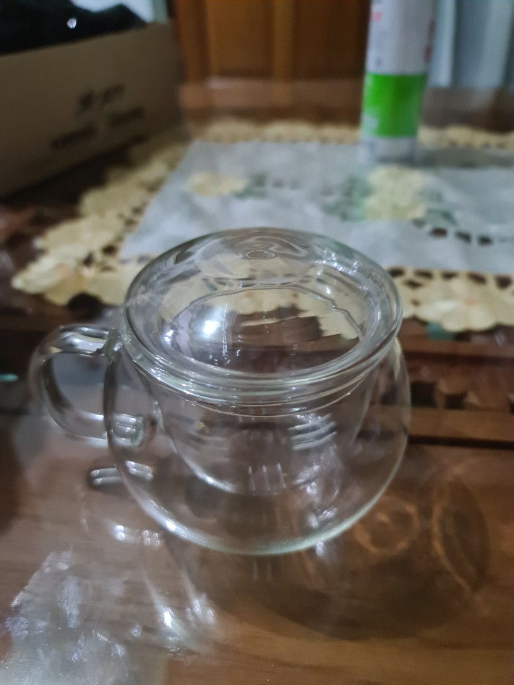 Gelas Cangkir Teh Saringan / Glass Infuser Tea Cup / Teko Teh Kaca 300 Ml