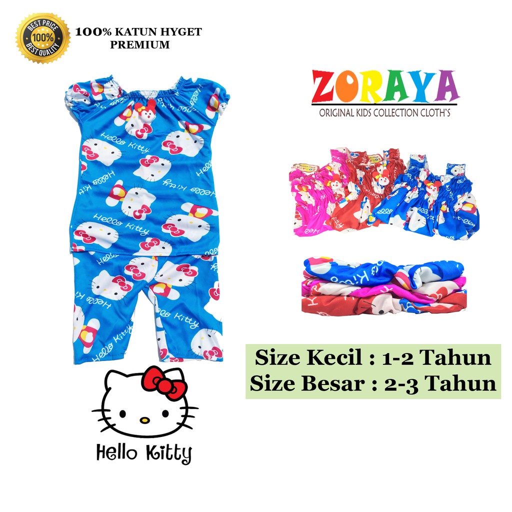  COD Setelan  Anak  Perempuan motif Hello  Kitty  Baju  Celana 