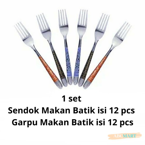 [BISA COD] PROMO Sendok Garpu Makan Batik Isi 24 pcs Stainless Tebal Anti Karat Murah Berkualitas