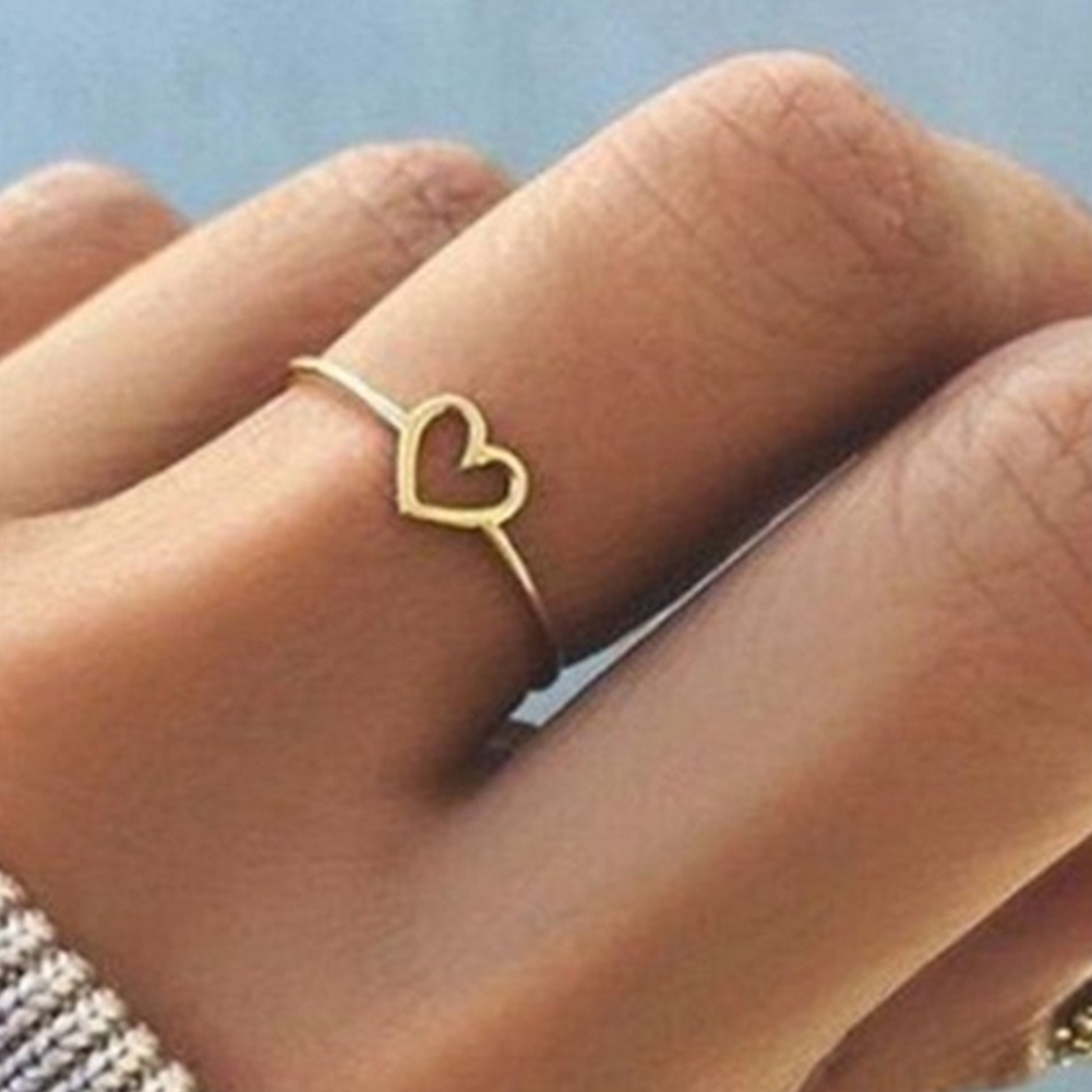 Huluboy Cincin Persahabatan Wanita Desain Hati Hollow Untuk Hadiah Ulang Tahun