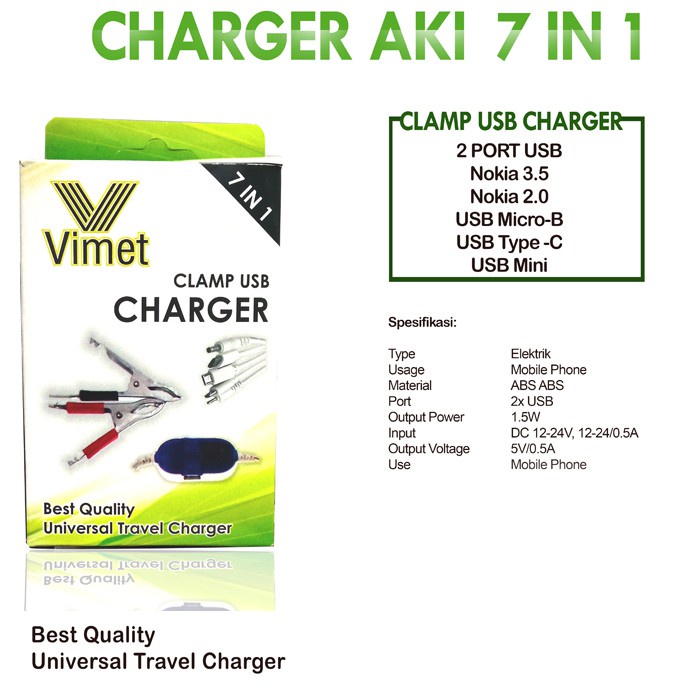 Charger AKI Motor 7 in1 Original By Vimet / Charger AKI Universal Clamp USB