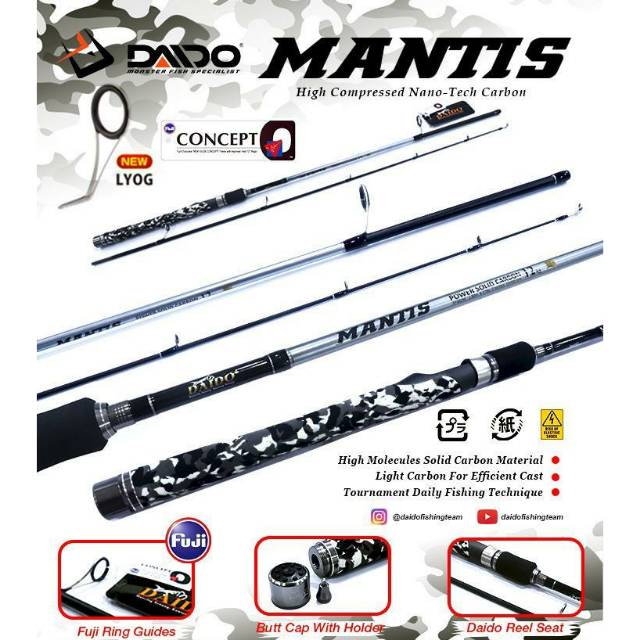 Joran pancing sambung 2 carbon daido mantis murah laris Semarang