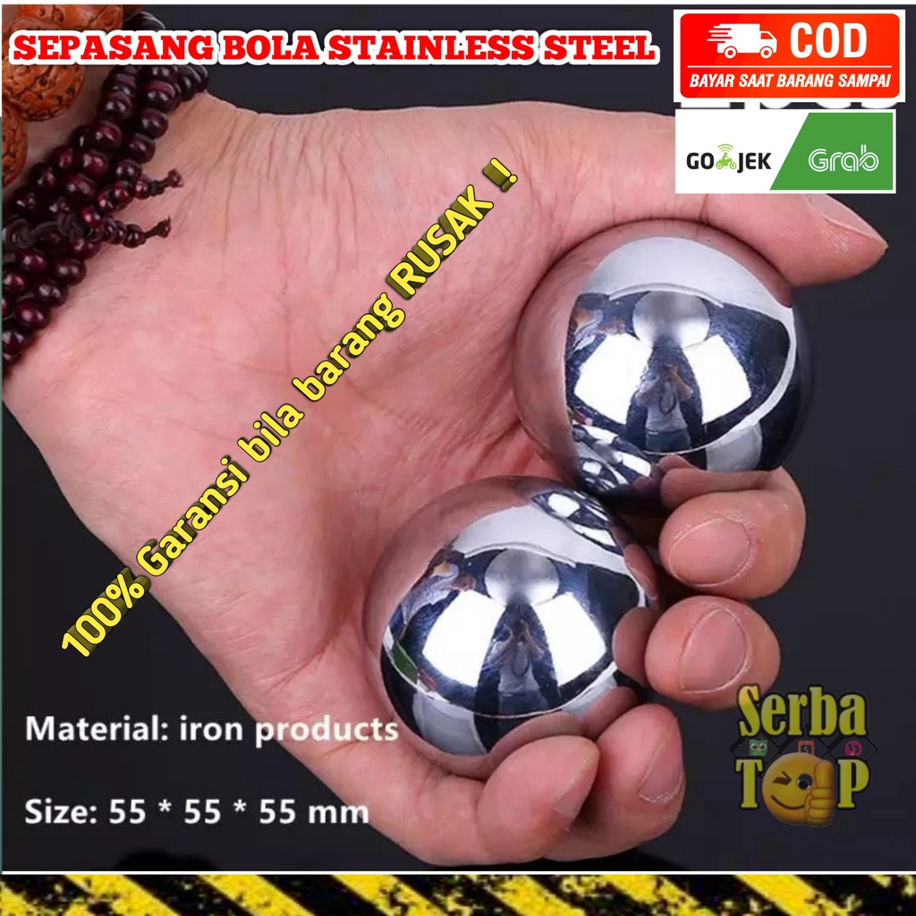 Sepasang bola terapi besi stainless steel magnet Bola terapi tangan stroke tangan saraf besi 5cm