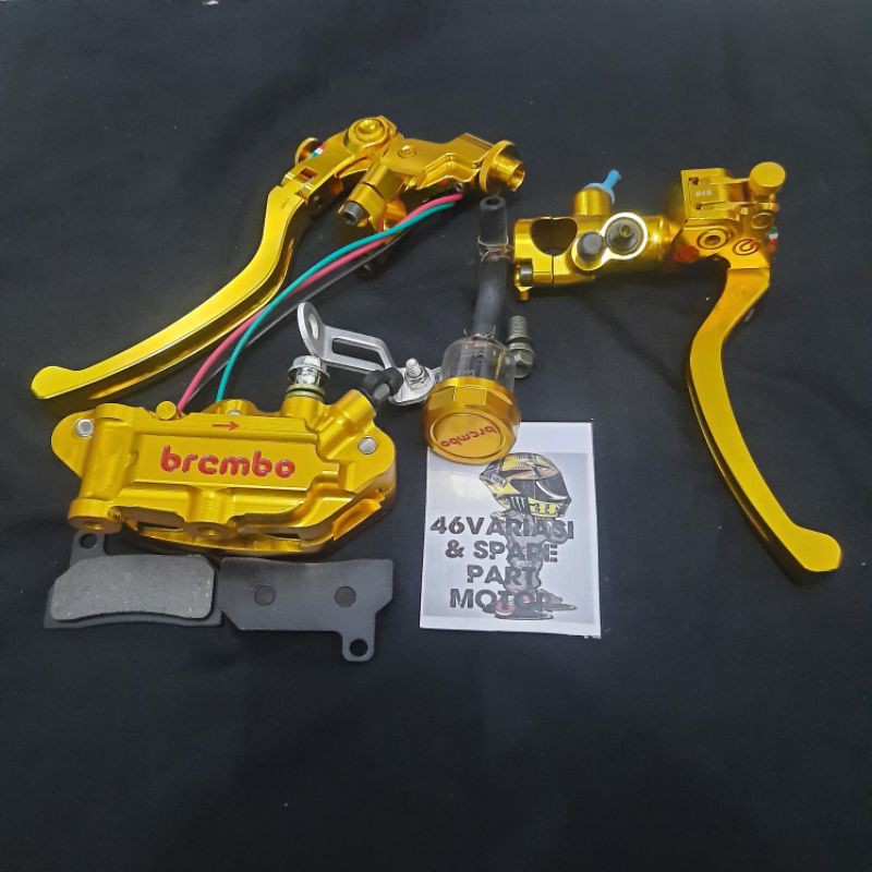 MASTER REM TABUNG 1 GOLD RCS 18 CNC SET KIRI KANAN + KALIPER MONOBLOK 4 PISTON