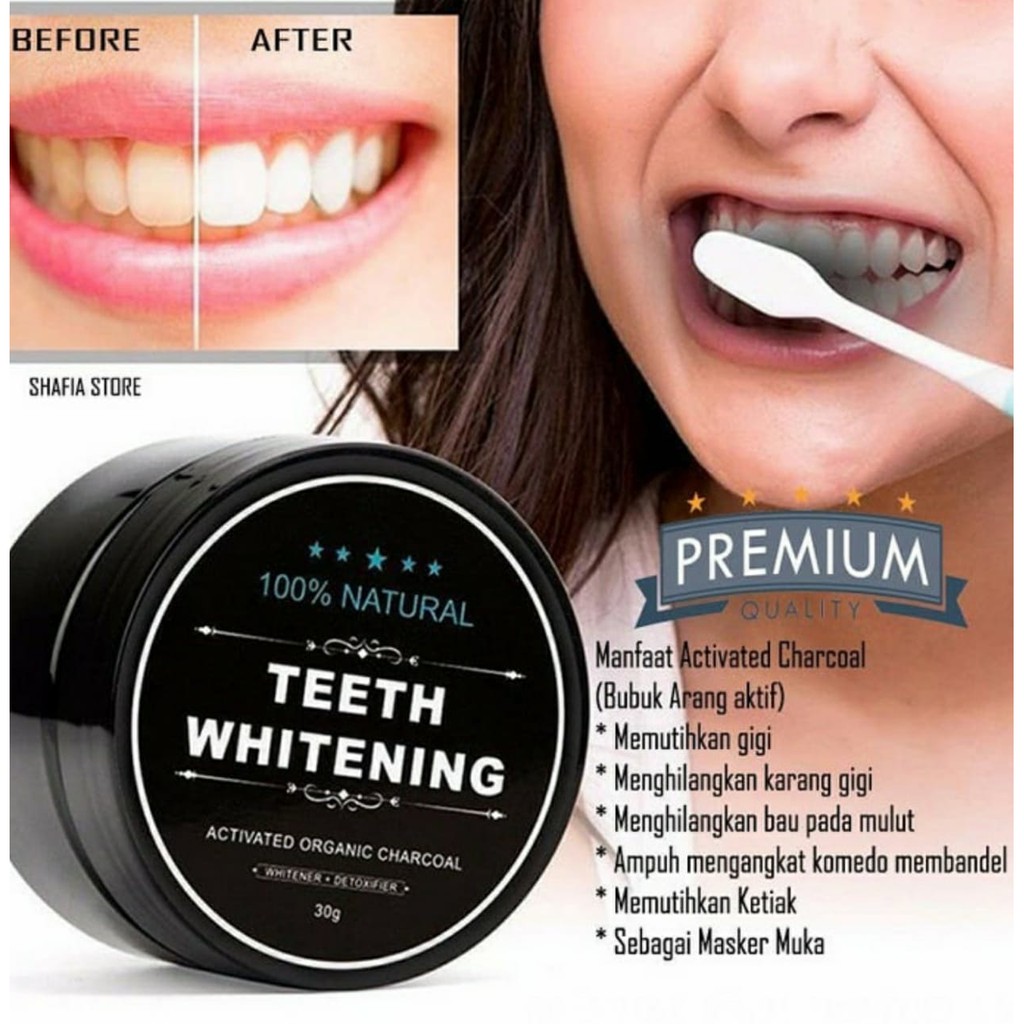 TEETH WHITENING ACTIVATED ORGANIC CHARCOAL BUBUK ARANG AKTIF PEMUTIH GIGI