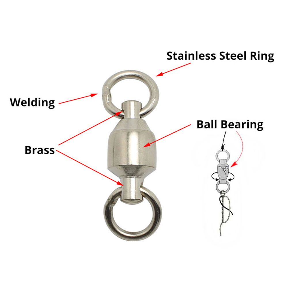 STAR 10PCS New Heavy Duty Ball  High Quality Solid Ring  Fishing Rolling Swivel Connector Stainless Steel Size 0# to 10# Durable high strength Bearing Barrel-5
