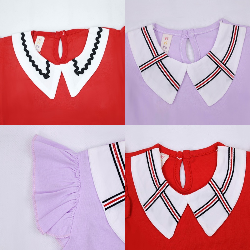 Bayi - 3 Tahun - Dress Anak Eun Ha | Baju Anak Perempuan Dres Lengan Pendek Dress Kensi Set Premium Korea ZR Vedia Merah Putih
