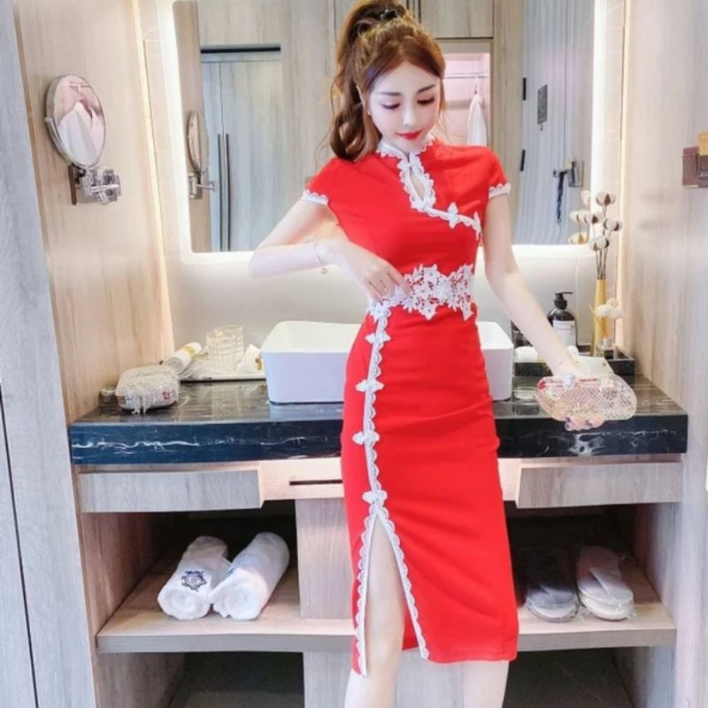 MDLV ~ 0984 Glaiola Cheongsam Dress Premium Women Chinese New Year Dress Women Dress Sincia Dress Imlek Fashion Import