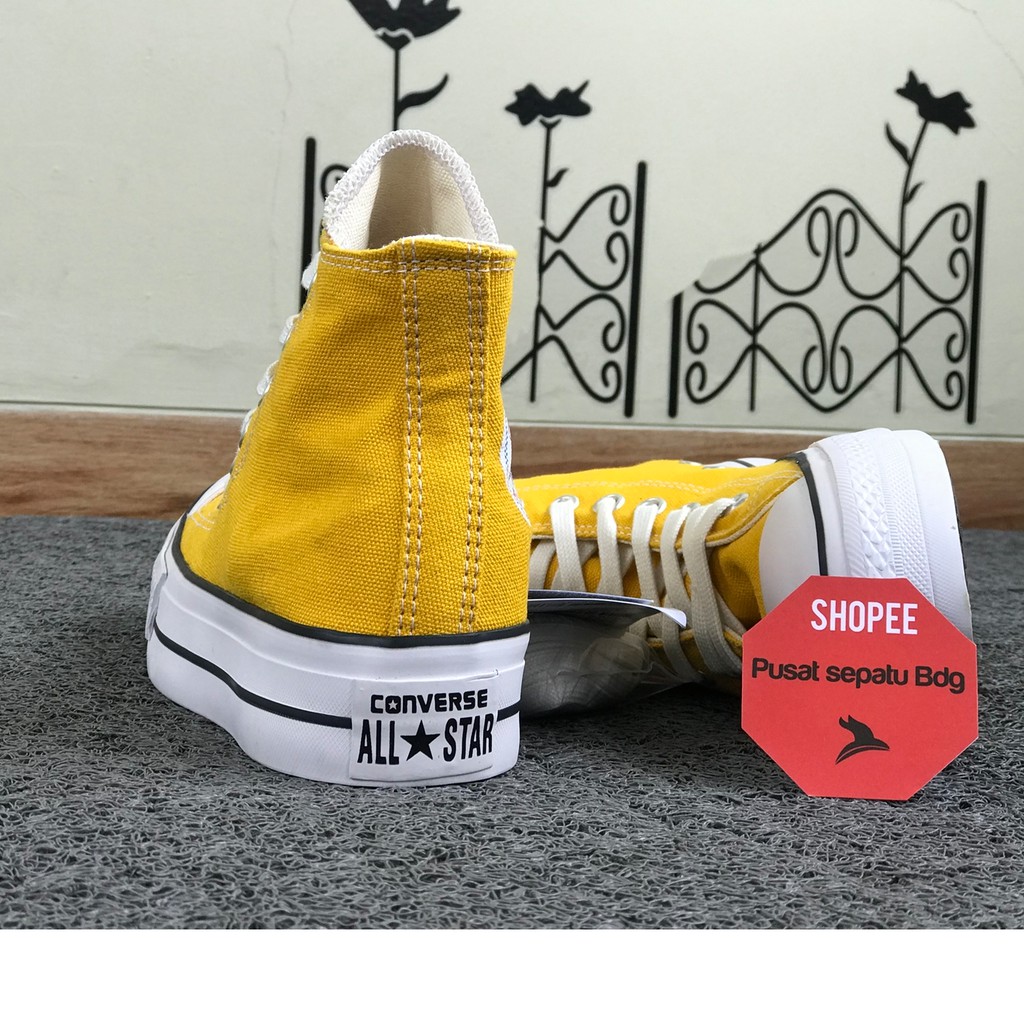 Sepatu Converse Hak Tinggi Platform Yellow Sun Flower