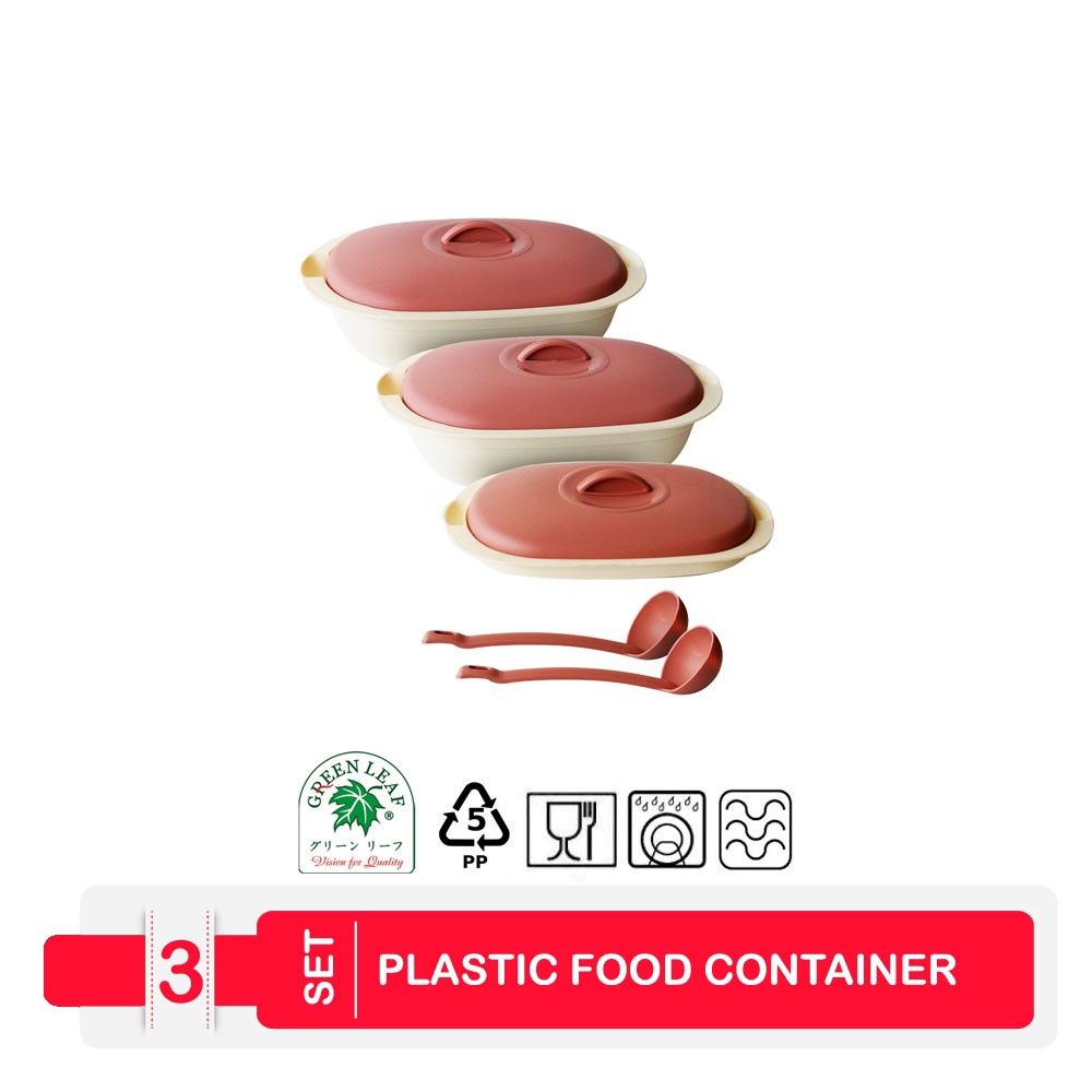 Green Leaf Wadah Saji Sayur Verona Set isi 3 buah warna Gading