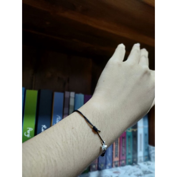 Gelang Gantungan Star Silver mini Tali 1 Tipis