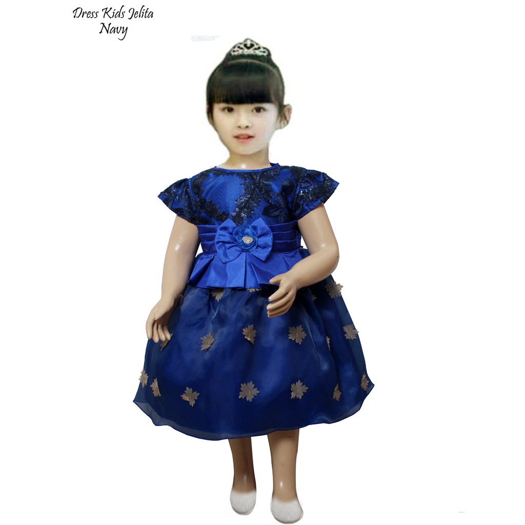Dress Kids Jelita/Brukat Anak Usia 1-3 Tahun Motif Bunga Cantik Kombi Saten Good Premium