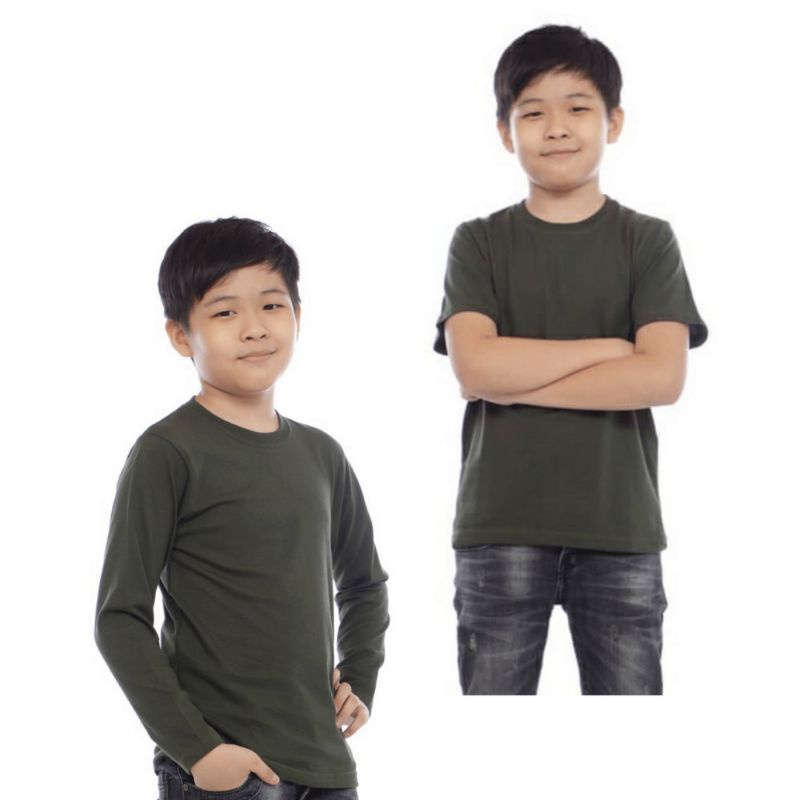 Kaos anak Polos Lengan Panjang Lengan Pendek Cotton Combed 30s Atasan Anak Pakaian Anak Tanggung Kao