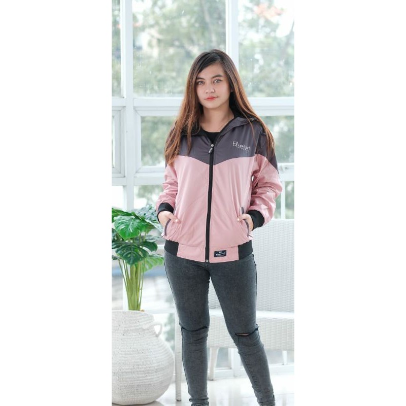 JAKET WANITA PARASUT ELZANTERI ORIGINAL / JAKET CEWEK TERLARIS / JAKET TERBARU-Darkgrey - Dusty