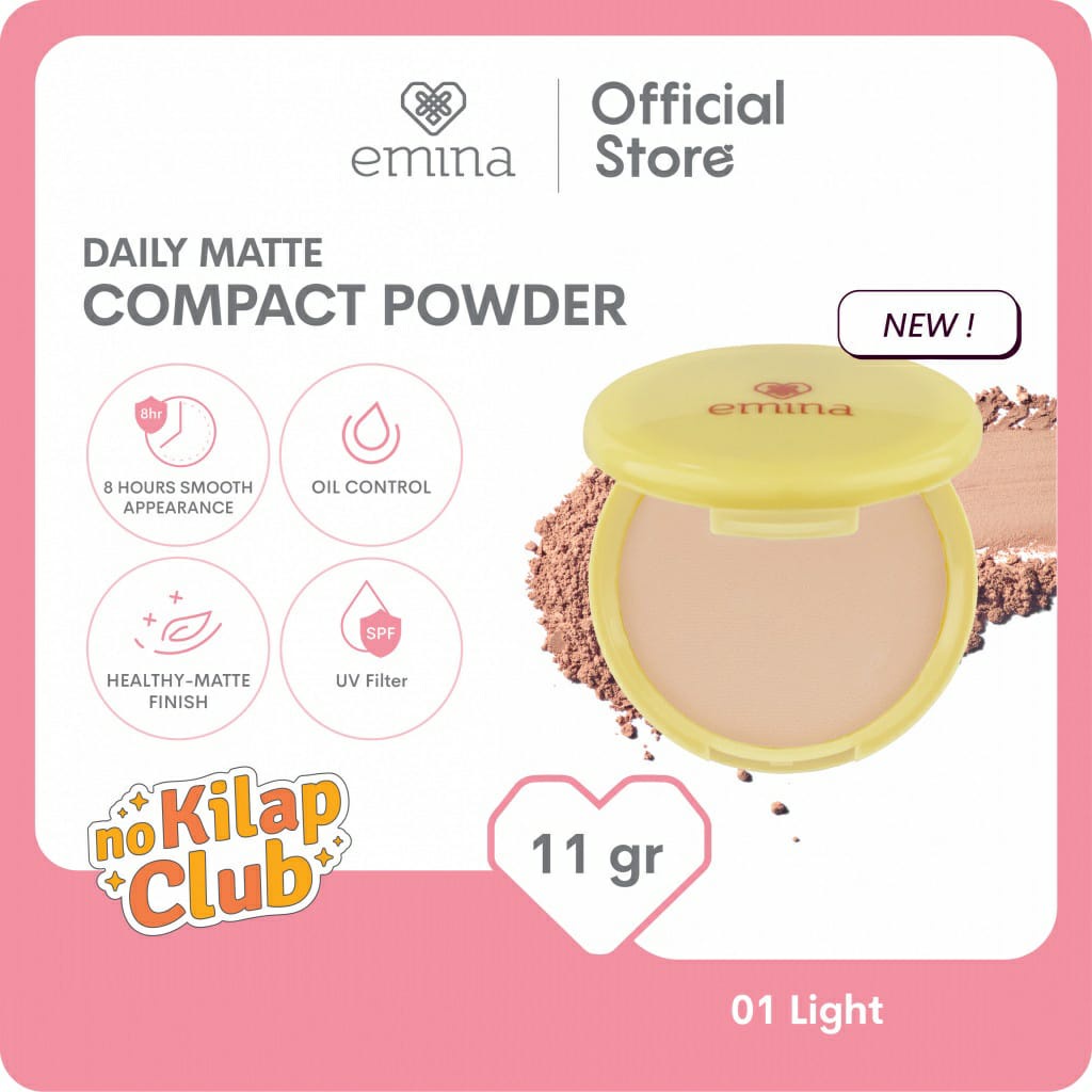 READY EMINA Daily Matte Compact Powder 11gr | Bedak Padat Emina