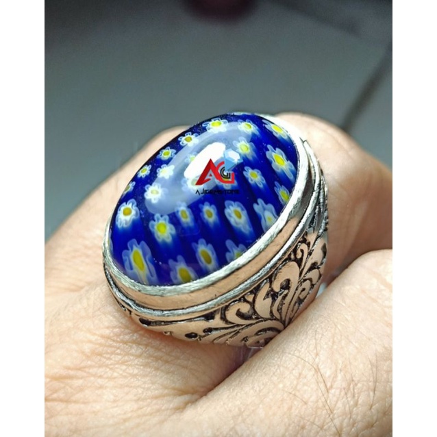 BATU CINCIN PRIA TERATAI BIRU IBATU UNIK ANTIK TERBARU BERKUALITAS HARGA TERMURAH