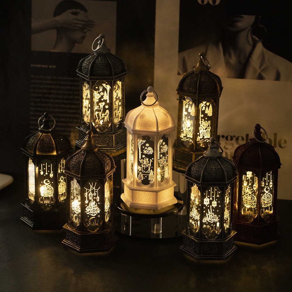 Ornamen Lampu LED Bentuk Menara Eid Ramadhan Gaya Retro Untuk Dekorasi Pesta
