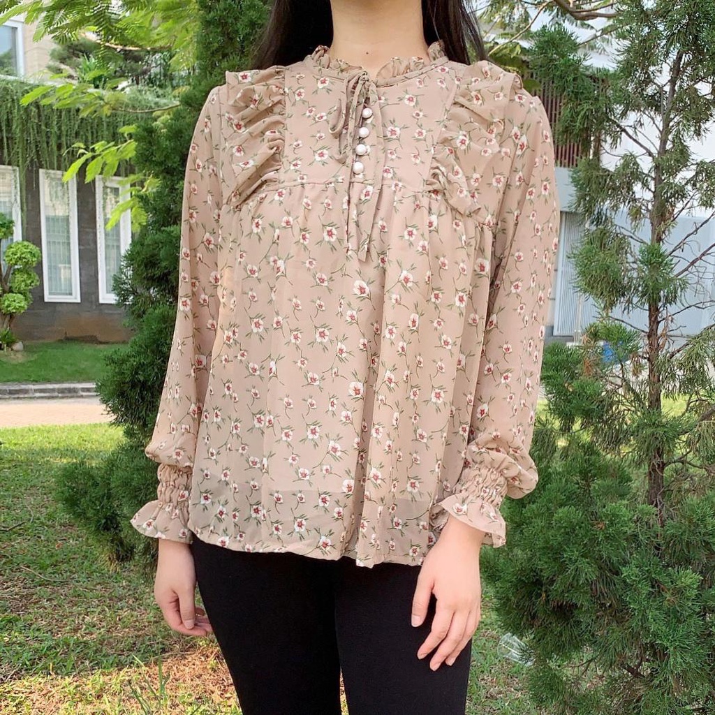 ATASAN BLOUSE REMPEL CHIFFON CERUTY BANGKOK BUNGA PREMIUM TERMURAH TERBARU SIFON JUMBO
