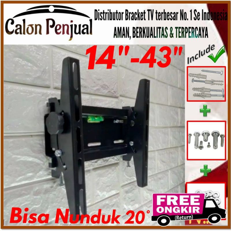 Bracket Tv 14&quot; Sampai 43&quot; Waterpass  Cocok Banyak Merk TV CP.UW-001