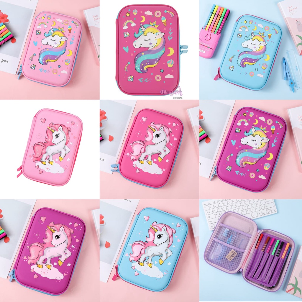 

Kotak pensil Besar 3D anak Cewe cowo gambar unicorn dino astronot wadah pensil timbul waterprof