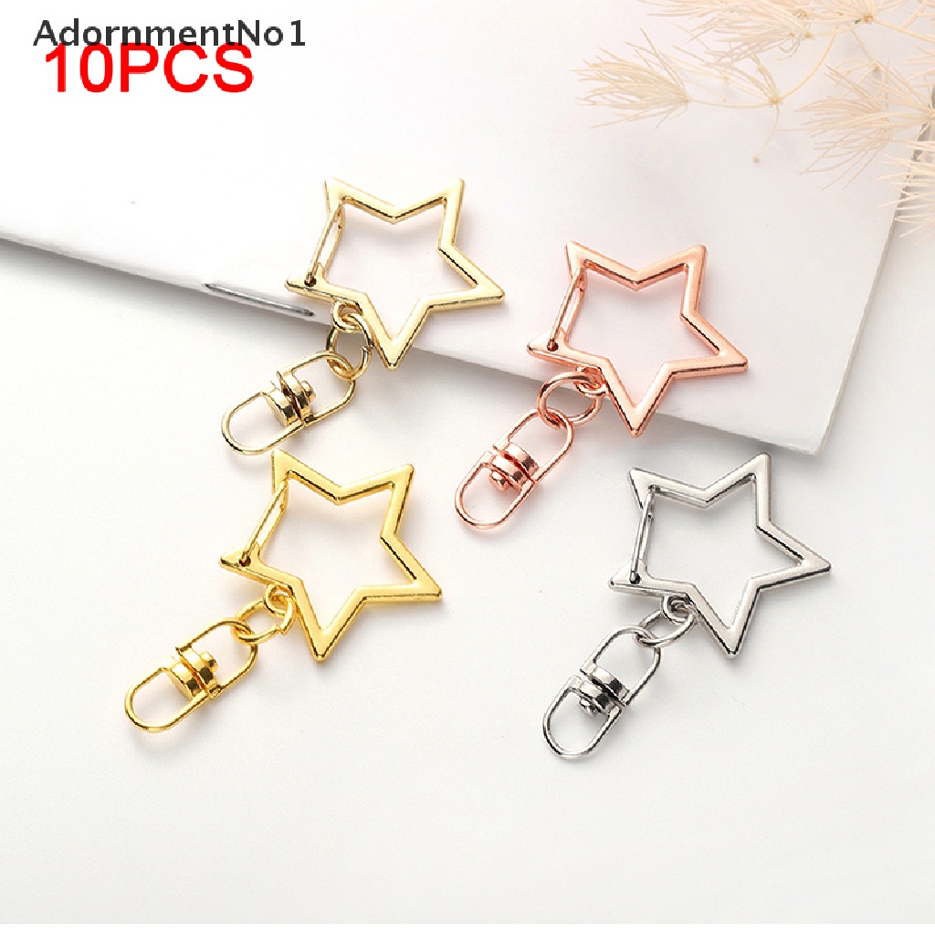 (AdornmentNo1) 10pcs / Set Gantungan Kunci Bentuk Bintang Pentagram Aksen Hollow Untuk Aksesoris DIY