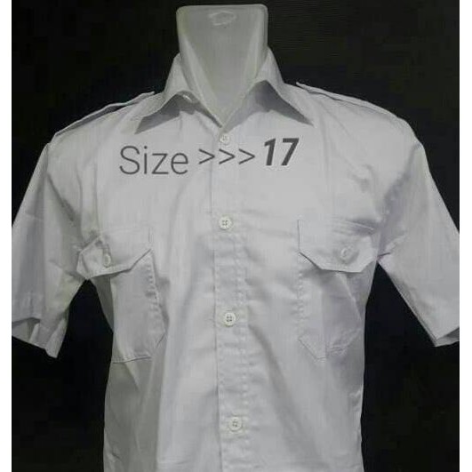 promo kemeja putih lengan pendek / pangkat/size 17 terbaru