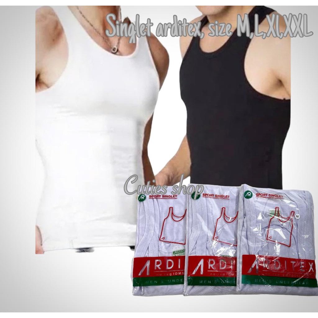 SINGLET LAKI LAKI BAHAN KATUN WARNA PUTIH , ARDITEX