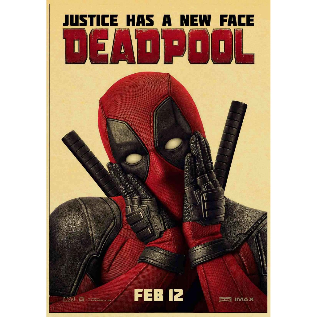 Poster Lukisan Kartun Marvel Superhero Deadpool Bahan Kertas Kraft Gaya Retro Untuk Dekorasi Kamar Anak