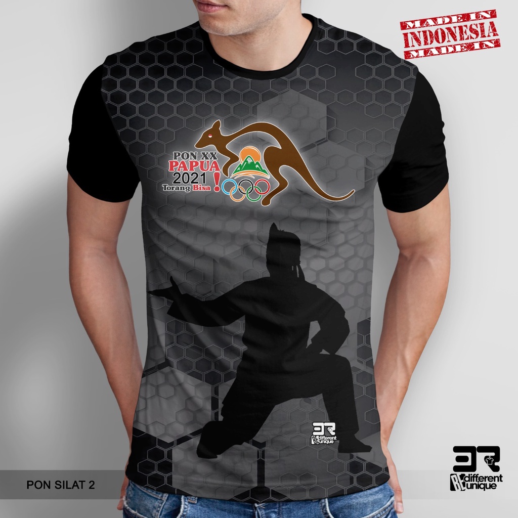 KAOS PRINT 3D DISTRO 3R UNISEX DEWASA & ANAK INDONESIA PON XX PAPUA SILAT 2